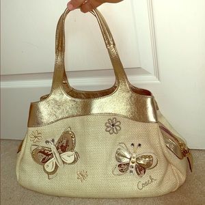 Coach purse - tan and gold